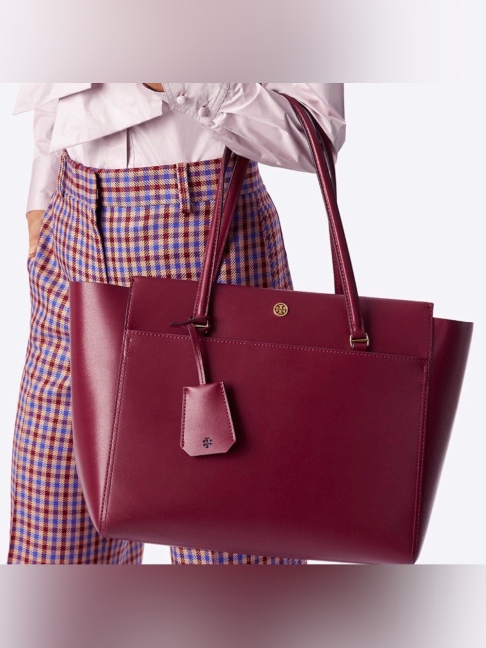 Tory Burch Burgundy Parker Large Leather Tote Bag